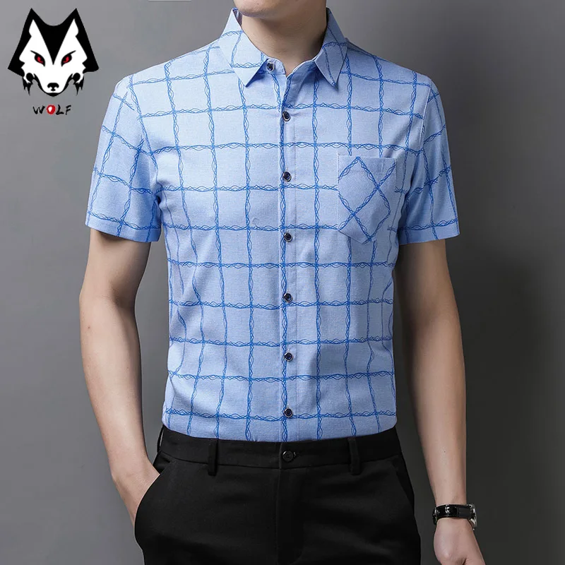 New Spring/Summer Men's Striped Short Sleeve Shirts Men's Sleeves Slim Fit Casual Shirts Hot Selling Spot Tops