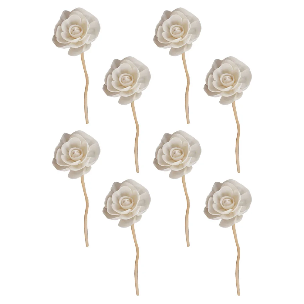 8 Pcs Essential Oils Aromatherapy Dried Flowers Sticks Ceramics Home Decor Ivory Rattans Bedroom Diffuser Accessories