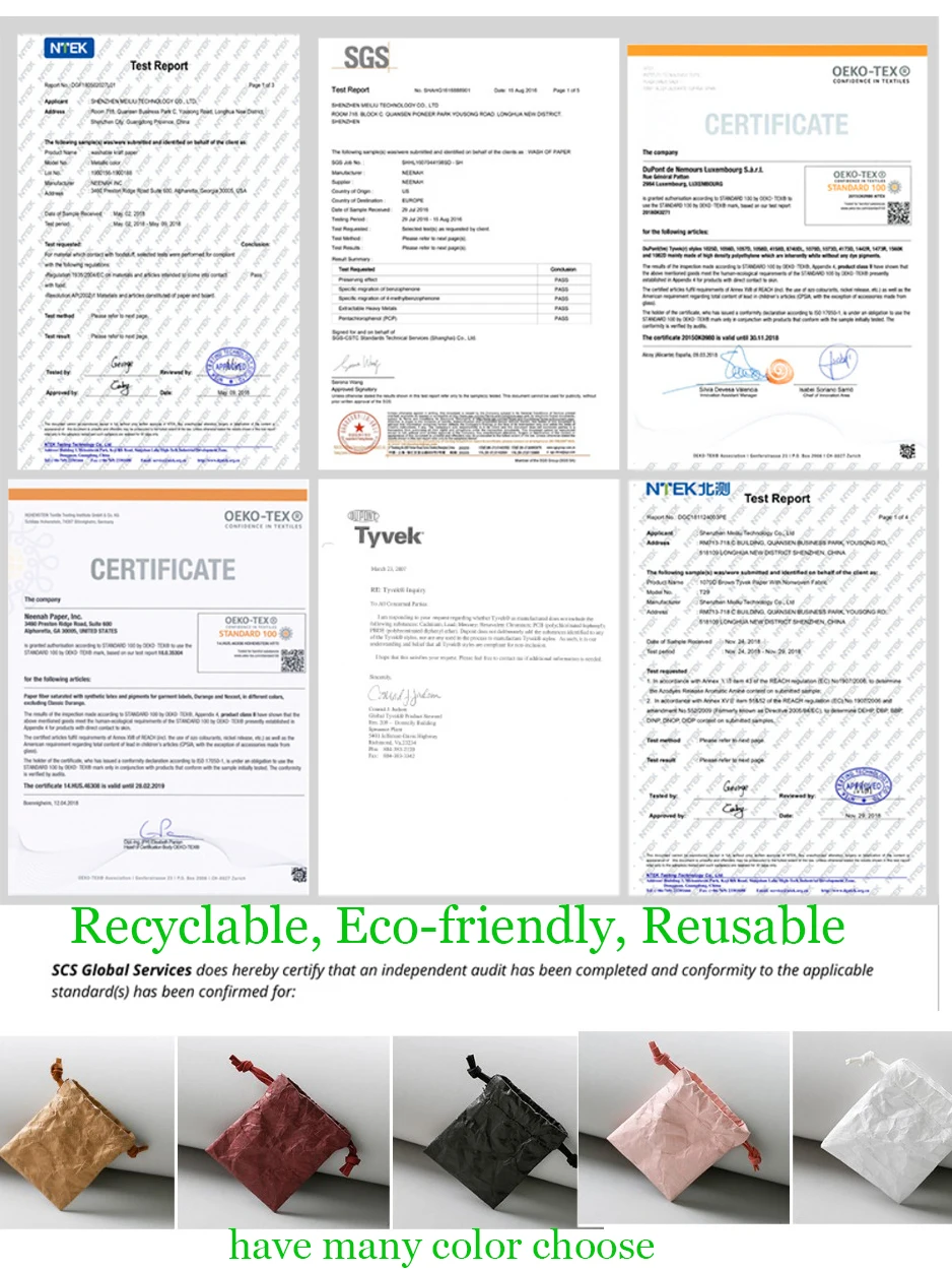 Fabrik benutzer definierte umwelt freundliche Tyvek Papier Einkaufstasche Lebensmittel beutel wasserdichten Kordel zug Staubbeutel – Detail 1