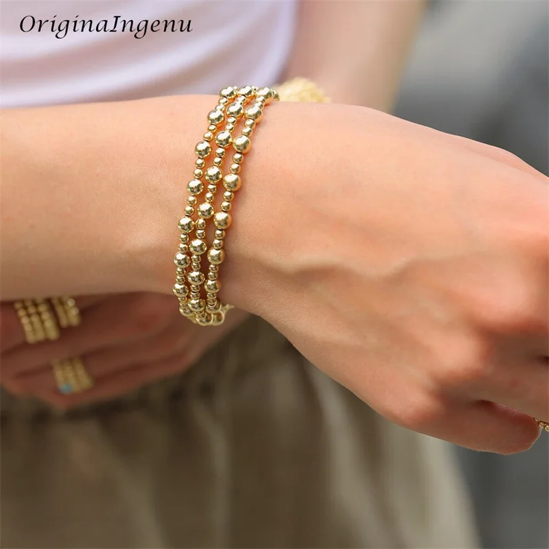 14K Gold Filled Stacking Stretch Elastic Gold Bracelet Handmade Bracelet Waterproof Tarnish Resistant Jewelry Vintage Bracelet