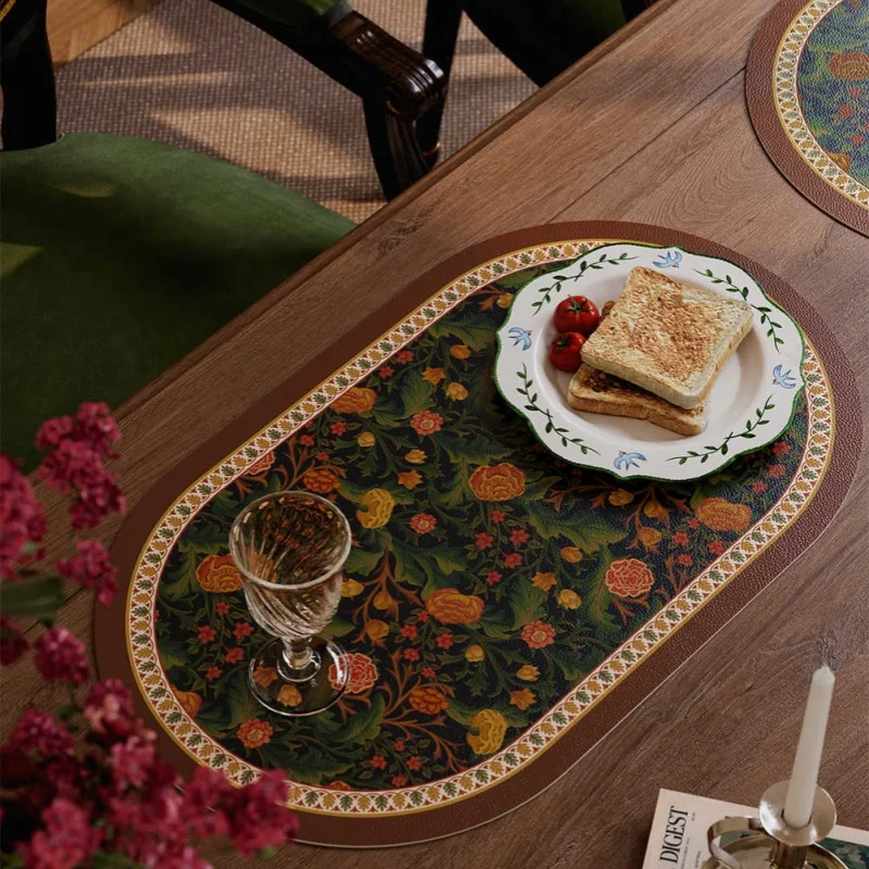 

Manor American Leather Meal Mat Waterproof And Oil Proof Bowl Mat Thermal Insulation Mat Table Mat Western Food Mat
