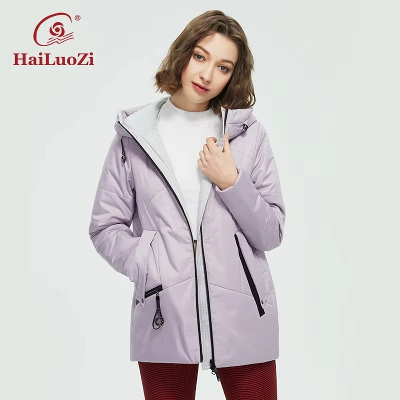 Hailuozi 2022 nova primavera outono jaquetas curto casual parka moda clássico senhoras jaquetas de algodão fino quente casaco feminino 38