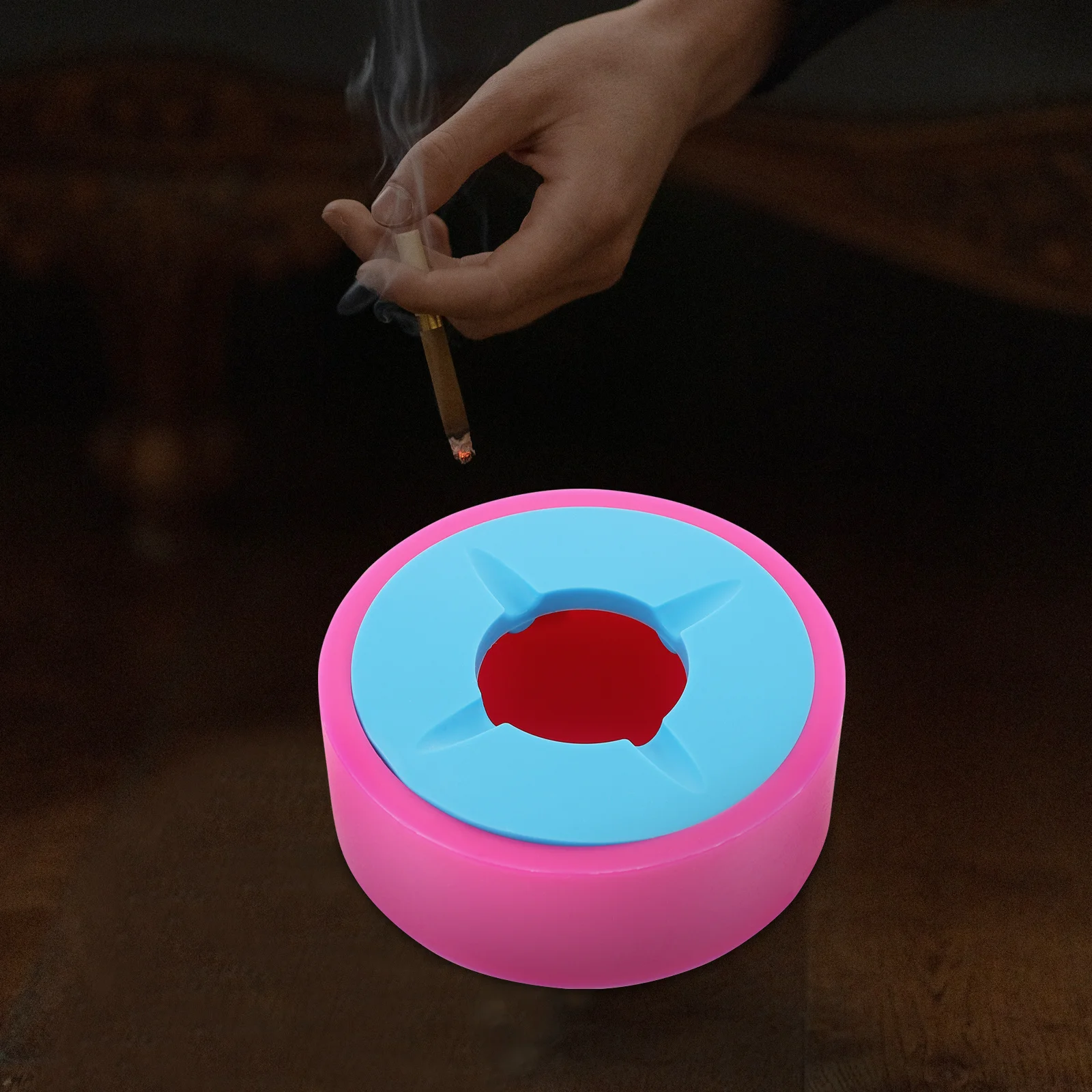 

Lidded Silicone Home Office Decorative Smokeproof Cigarette Holdereasy Clean Desktop Ashtray Commercial Ashtray Adornment