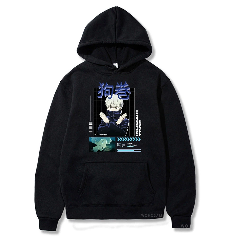 Inumaki Toge Jujutsu Kaisen Hoodies Anime Autumn Winter Cartoon Plus Size Print Graphic Long Sleeves Streetwear Hooded Tops