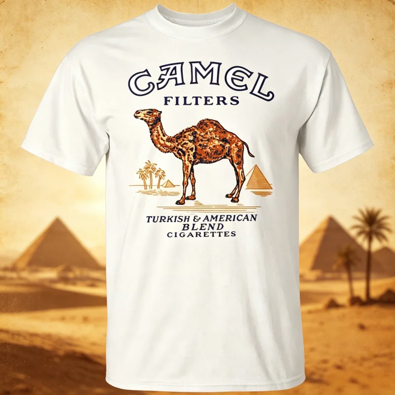 Camel Cigarette Pyramid Classic Graphics T-Shirt, 2026 New American Style Tough Guy Men's Fashion Streetwear Hot Selling