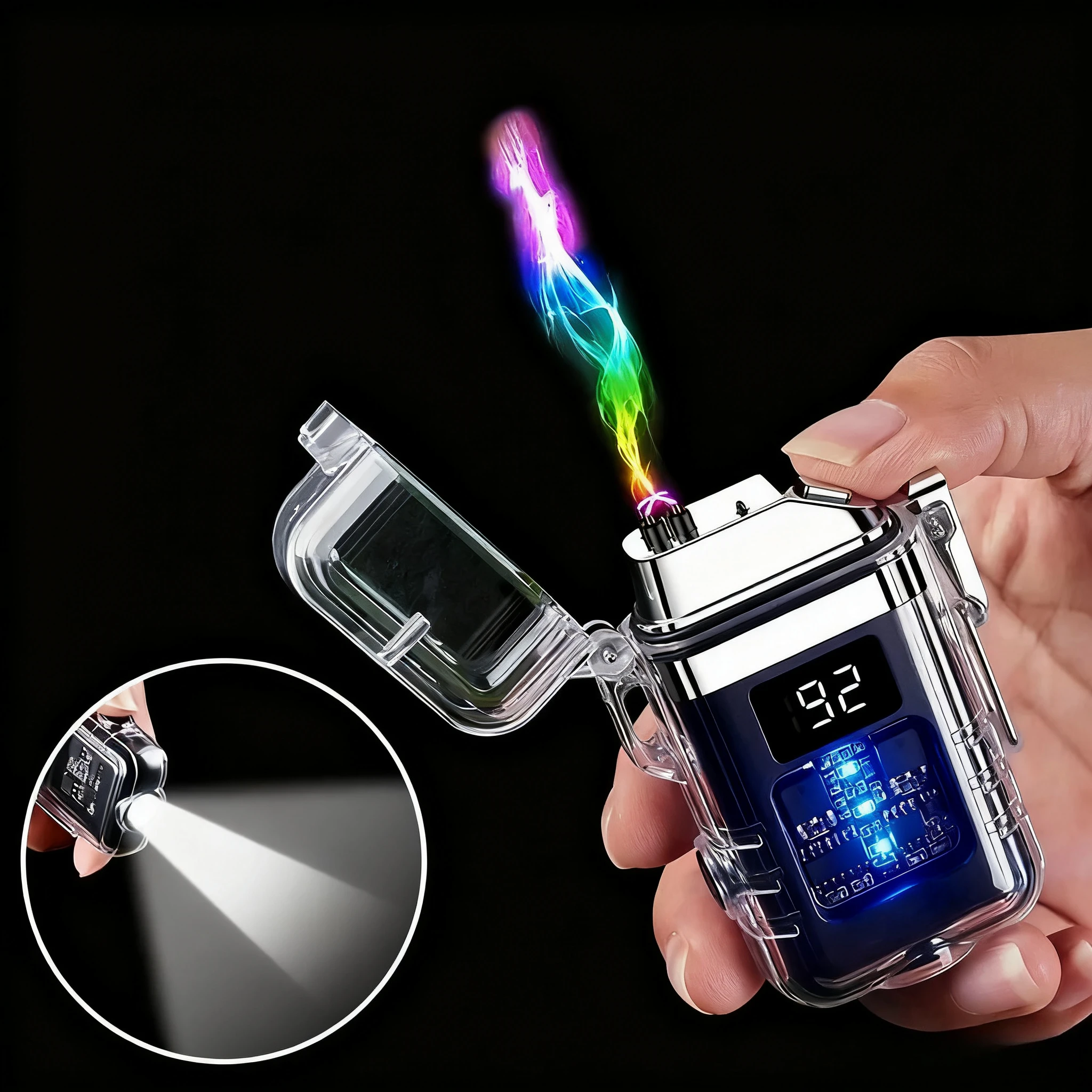 Waterproof and Windproof USB Dual Arc Plasma Pulse Lighter, Flameless Touch Sensitive Cigar Tool Lightweight Rechargeable Type C
