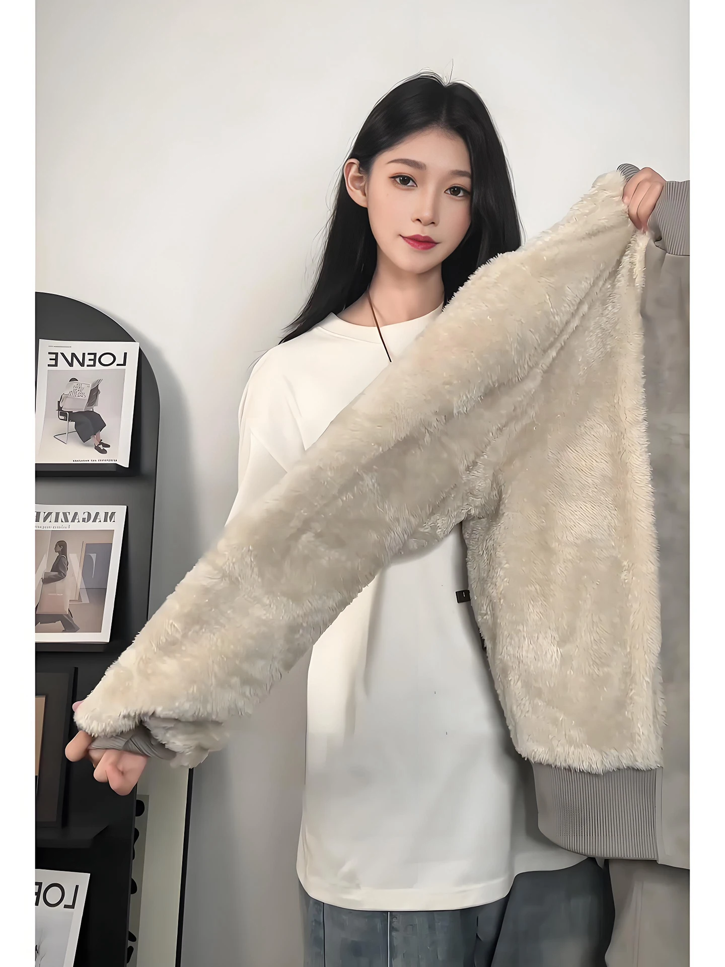 

Thiened Fce Lined American Dyed PU Leather Jaet Men's Winter Coat ort Stand Collar Motorcycle Sle Zipper Closure