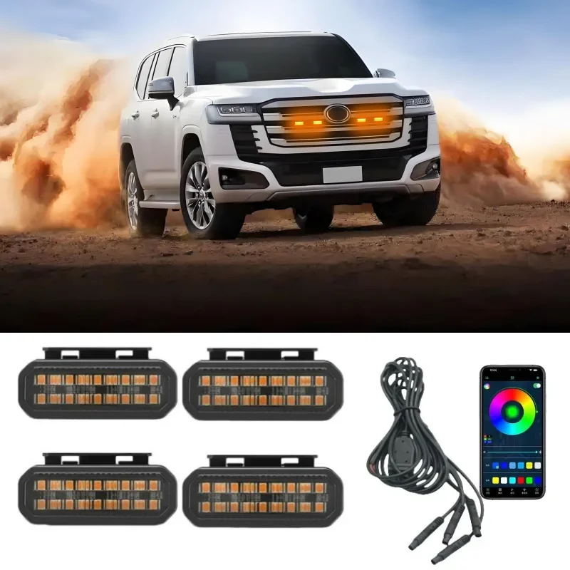 

18LED Front Grille Light For Land Cruiser‌ LC300/LC200 Off-Road Car Daytime Running Light Wheel Eyebrow Lamp 12V