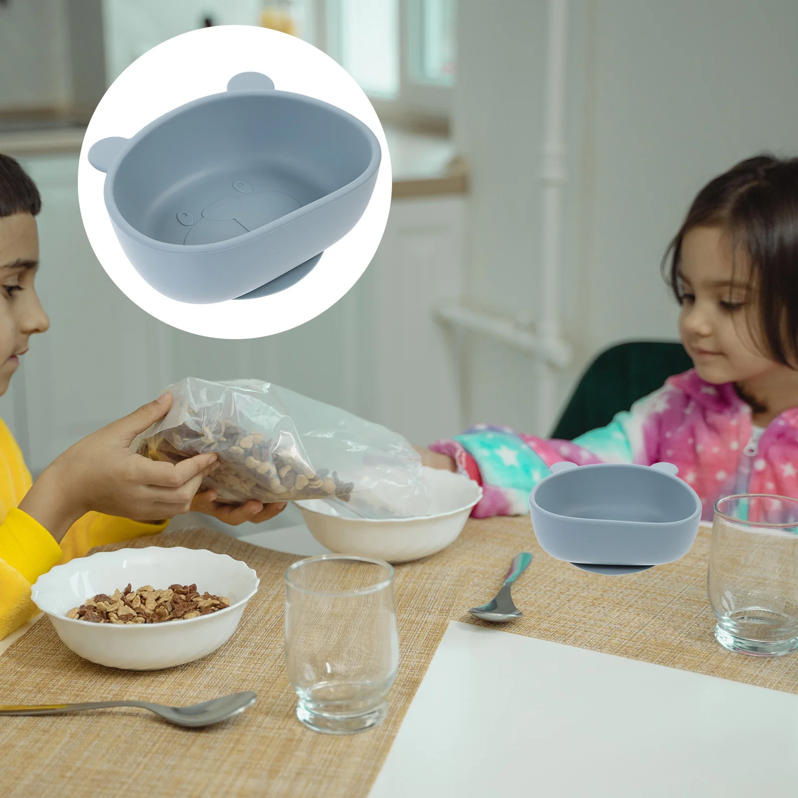 

Детская миска на присоске, силиконовая тарелка для еды для малышей, пищевая, устойчивая к разливу, портативная посуда для кормления детей, детская миска