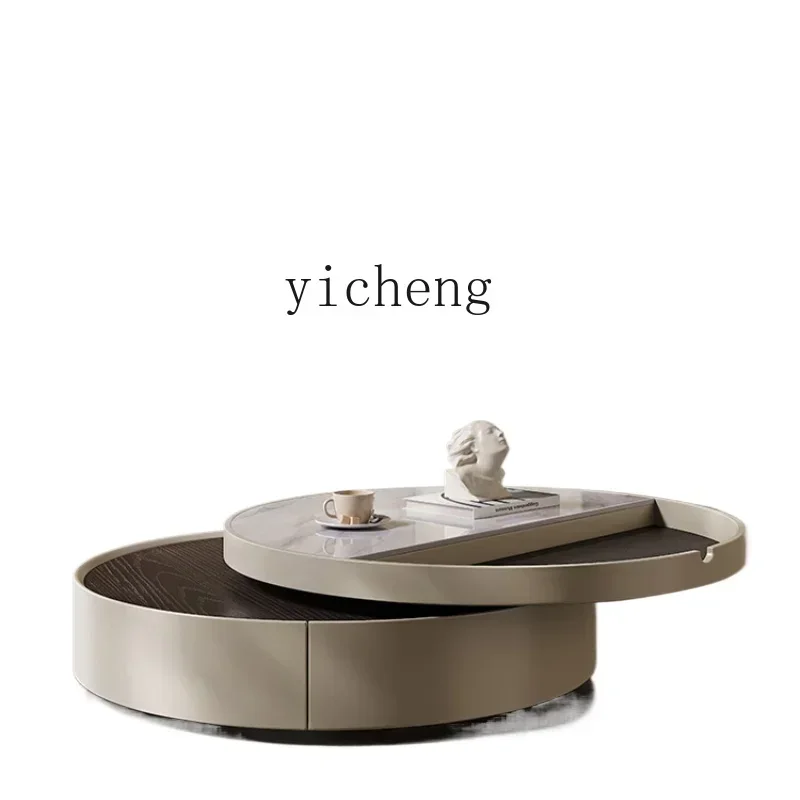 

Smiling Face Rotating Coffee Table round Light Luxury Creative Microlite Simple Coffee Table Living Room Home