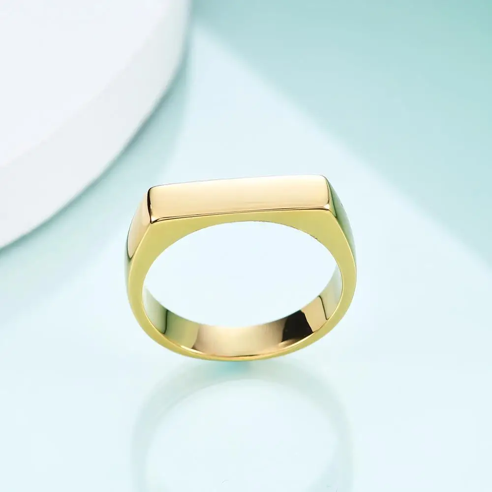 Anello in acciaio inossidabile per donna fascia quadrata Flat Top Signet colore argento ossidato gioielli da uomo Vintage Dropshipping all\'ingrosso
