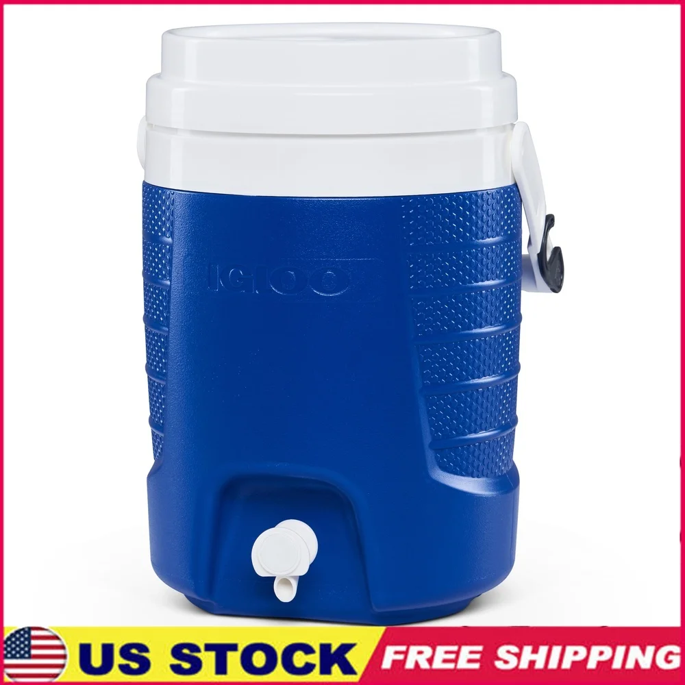 2 Gallon Insulated Sports Beverage Cooler Jug with Spigot Handle Easy Grip Wide Opening Camping Events Training