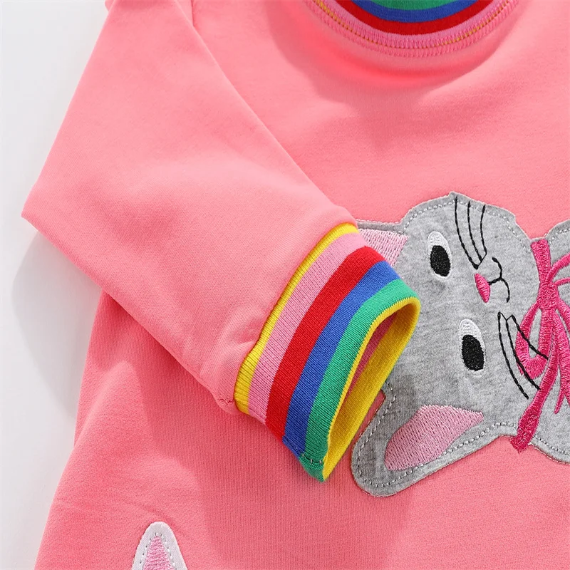 Jumping Meters 2-12T Hot Selling Princess Girls Dresses Cats Embroidery Autumn Spring Baby Clothes Birthday Frocks Costume