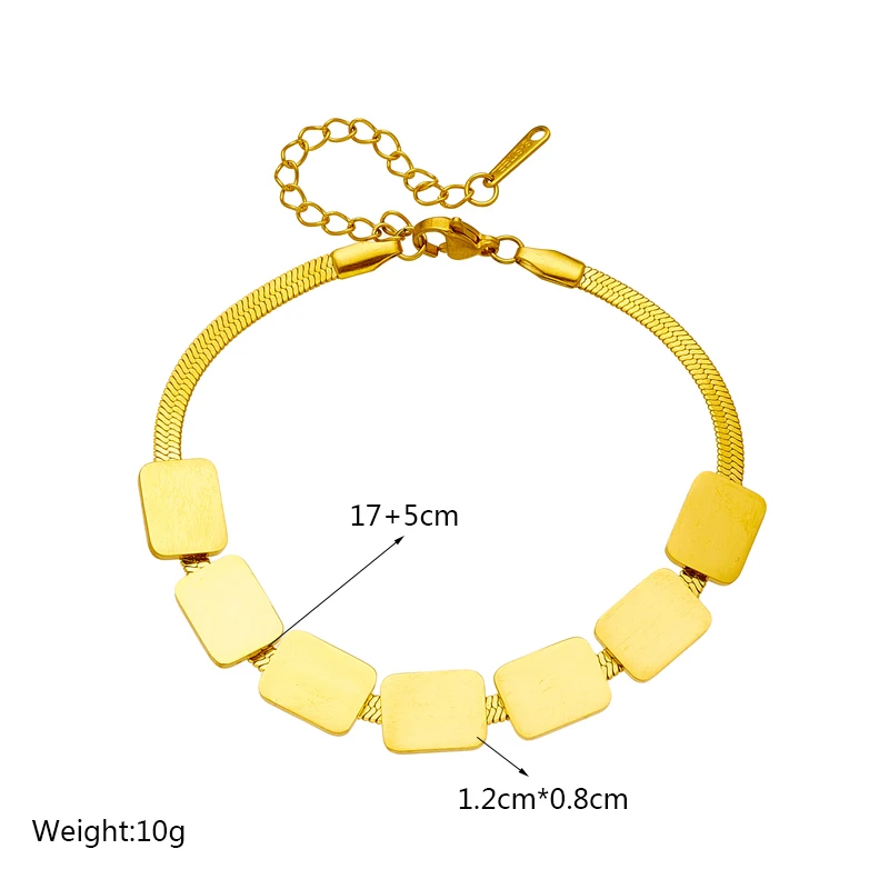 LAMENGLY 316L Stainless Steel Gold Color Geometric Square Charm Bracelet For Women Fashion Girls Wrist Jewelry Birthday Gifts