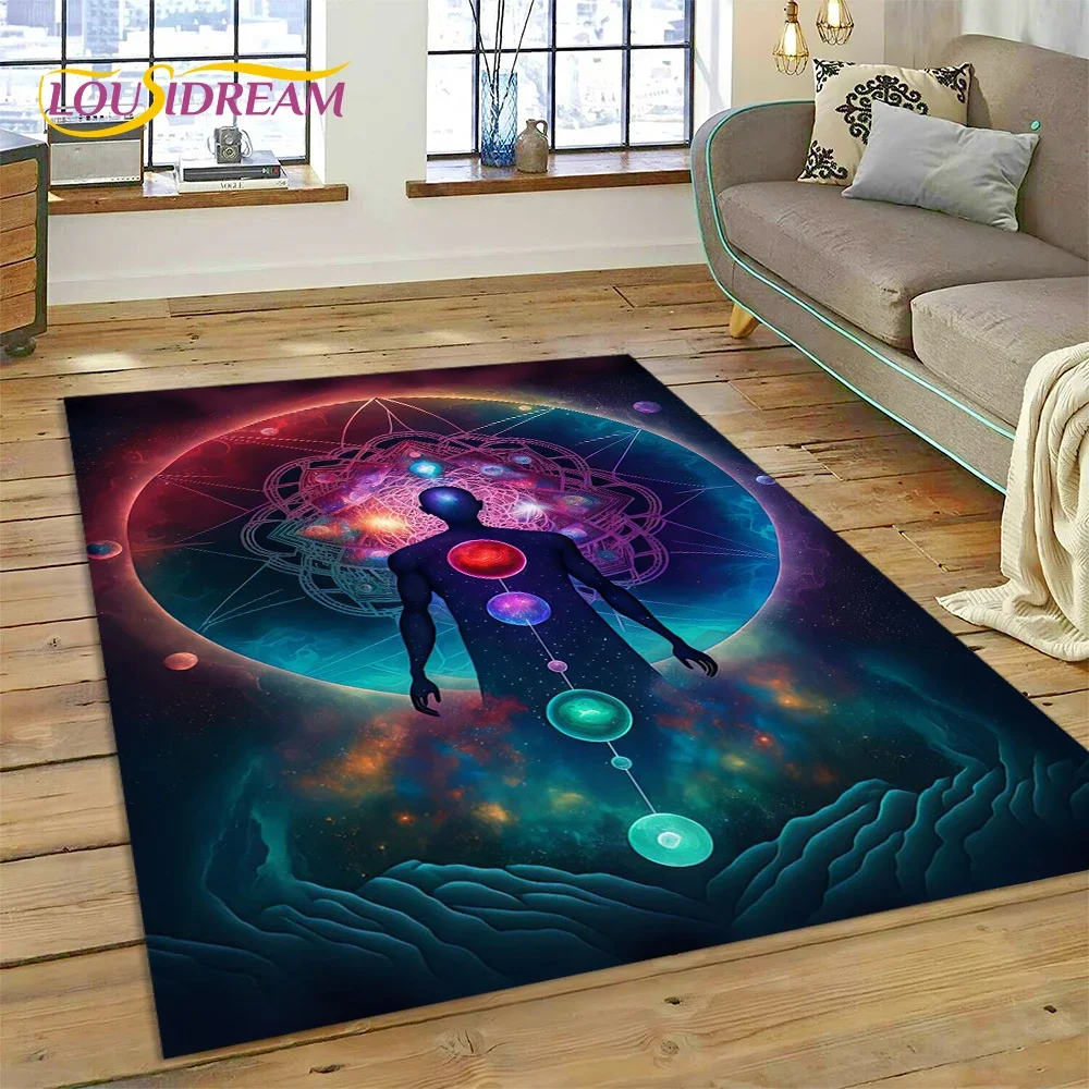 3D Yoga Meditation Rainbow 7 Chakra Carpet Rug for Bedroom Living Room Home Sofa Decoration,Children Game Large Decor Floor Mat