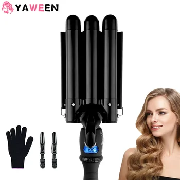 3 barrel curling iron wand electric professional ceramic hair curler roller lcd curling iron waver fashion styling tools