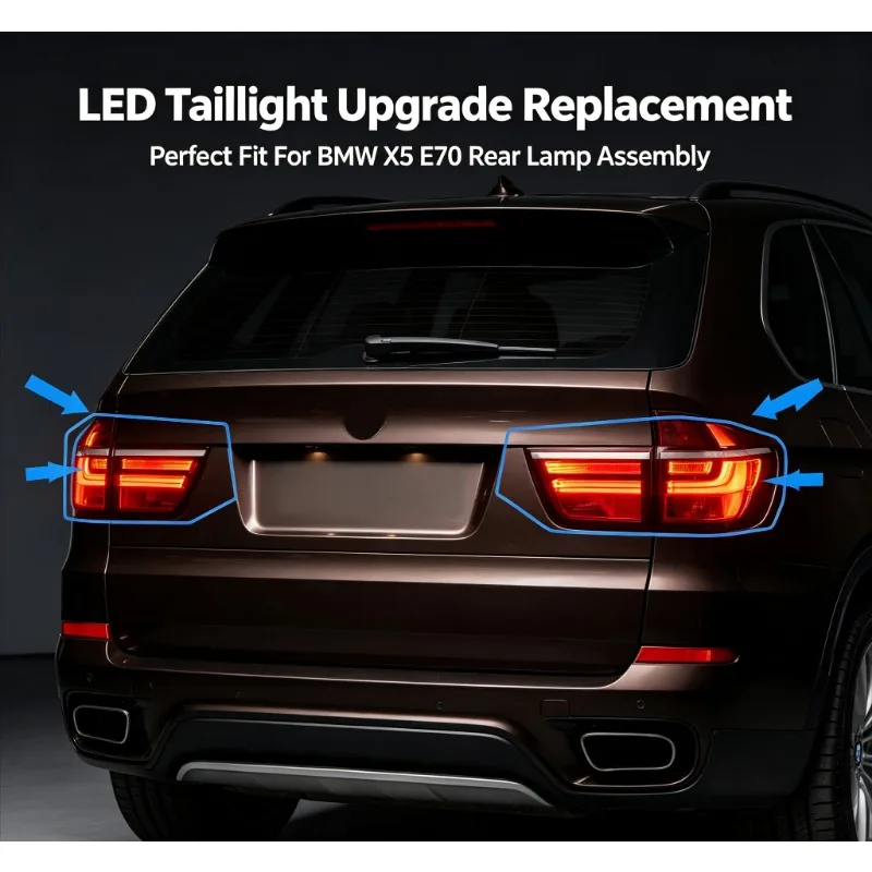 Moggic Modified LED Rear Taillight Assembly For X5 E70 2007 2008 2009 2010 2011 2012 2013 LED Tail Lamp Upgrade Replacement