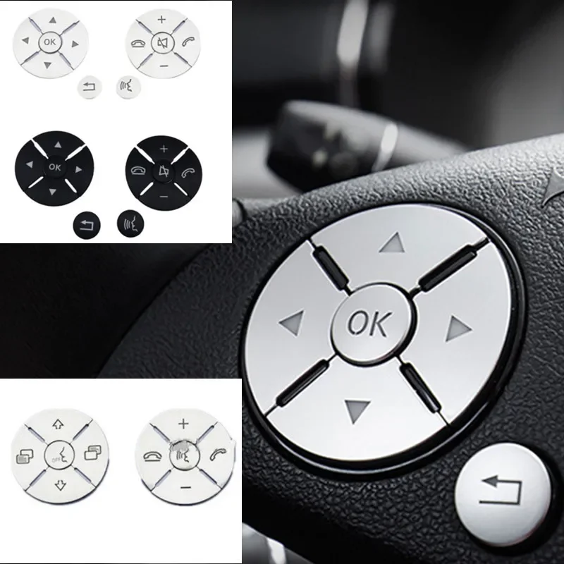 Interior Steering Wheel Button Cover Trim Sticker Fit For Mercedes Benz C E S  GLK R ML GL CLS SLK Class W212 W204