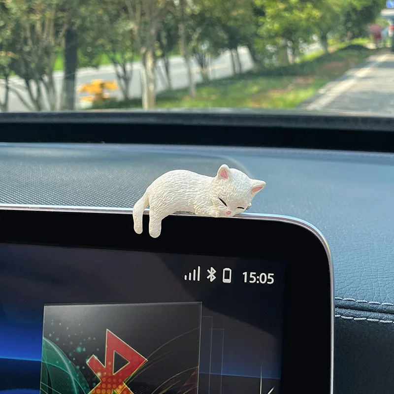 Funny Sleeping Cats Car Dashboard Ornament Adorable PVC Decoration For Car Interior Funny Dashboard Figurine Auto Accessories