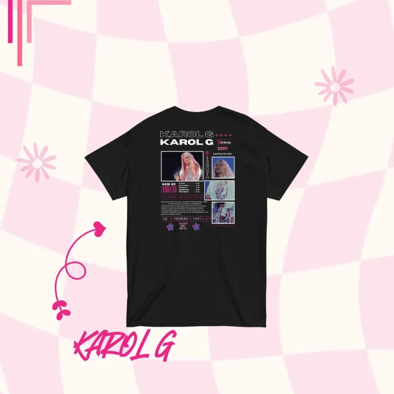 

2025-26 летняя футболка KAROL G из 100% чистого хлопка с принтом на спине, рэперская трендовая футболка в стиле хип-хоп унисекс, мужская дышащая трендовая свободная футболка большого размера