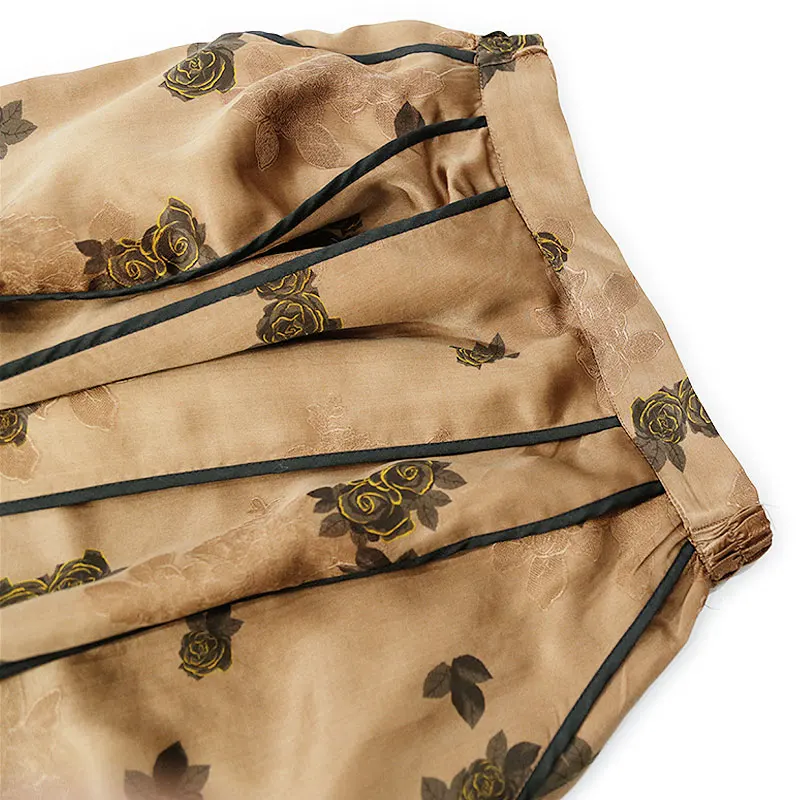 2025 Women's Fashion Spring/Summer New Retro 100% Natural Mulberry Silk Gambiered Guangdong Gauze A-line Women's Fashion Skirt