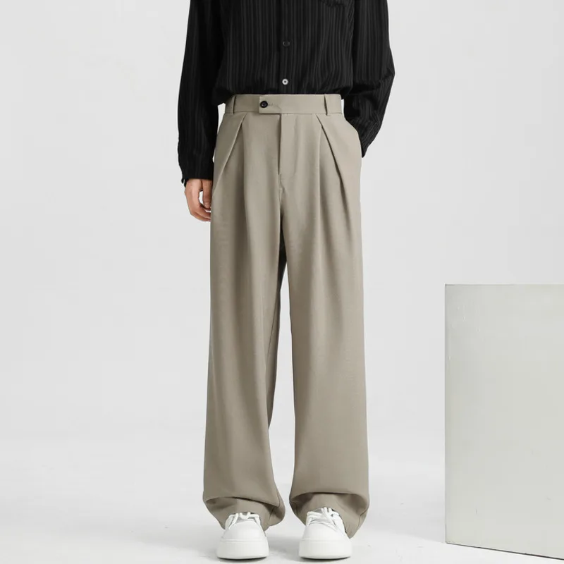 

Drapey Straight Leg Suit Pants For Men Business Casual Loose Straight Pants Male Loose-Fit Classic Fit Trousers