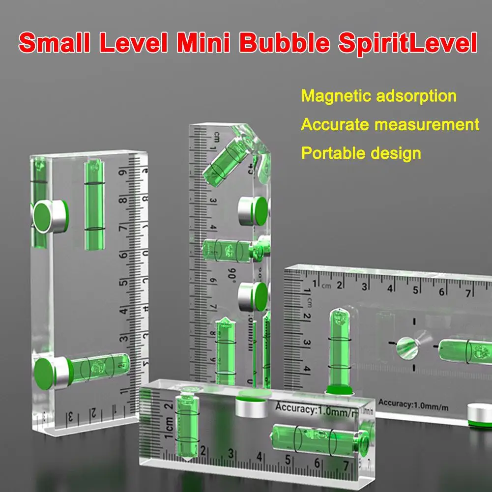 Mini Bubble Level Ruler Dual Direction Spirit Level With Shatterproof Design Magnetic Shatterproof Cross Check Level Tools