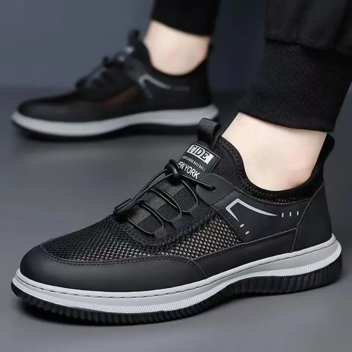 

Летние сетчатые повседневные кроссовки для мужчин, дышащие, модные, белые, с резиновой подошвой, легкие, для ходьбы