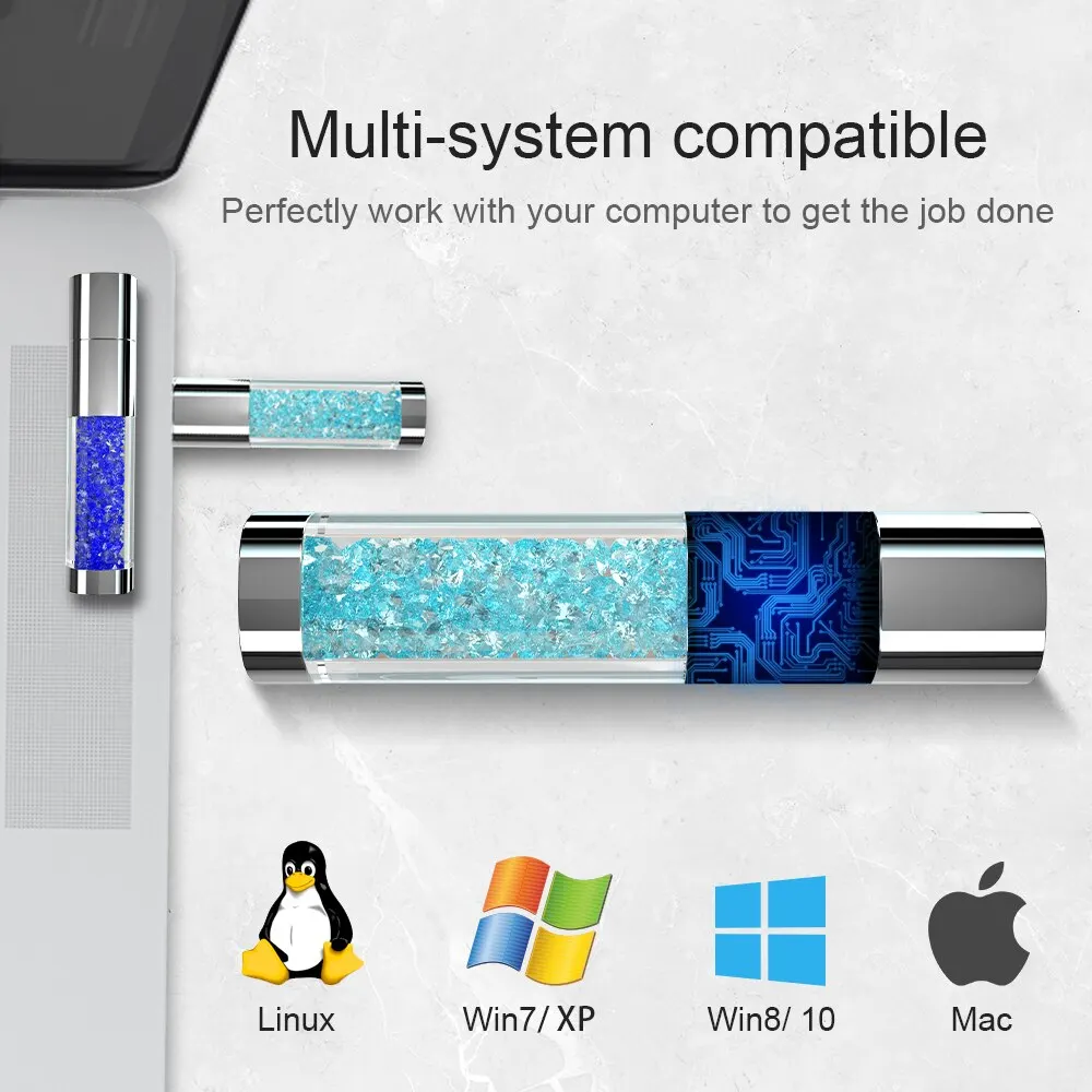 Fashion Diamond USB Flash Drive 64GB Waterproof Pendrive 64gb Memory Stick Memoria Cel USB Crystal USB Gift image 6