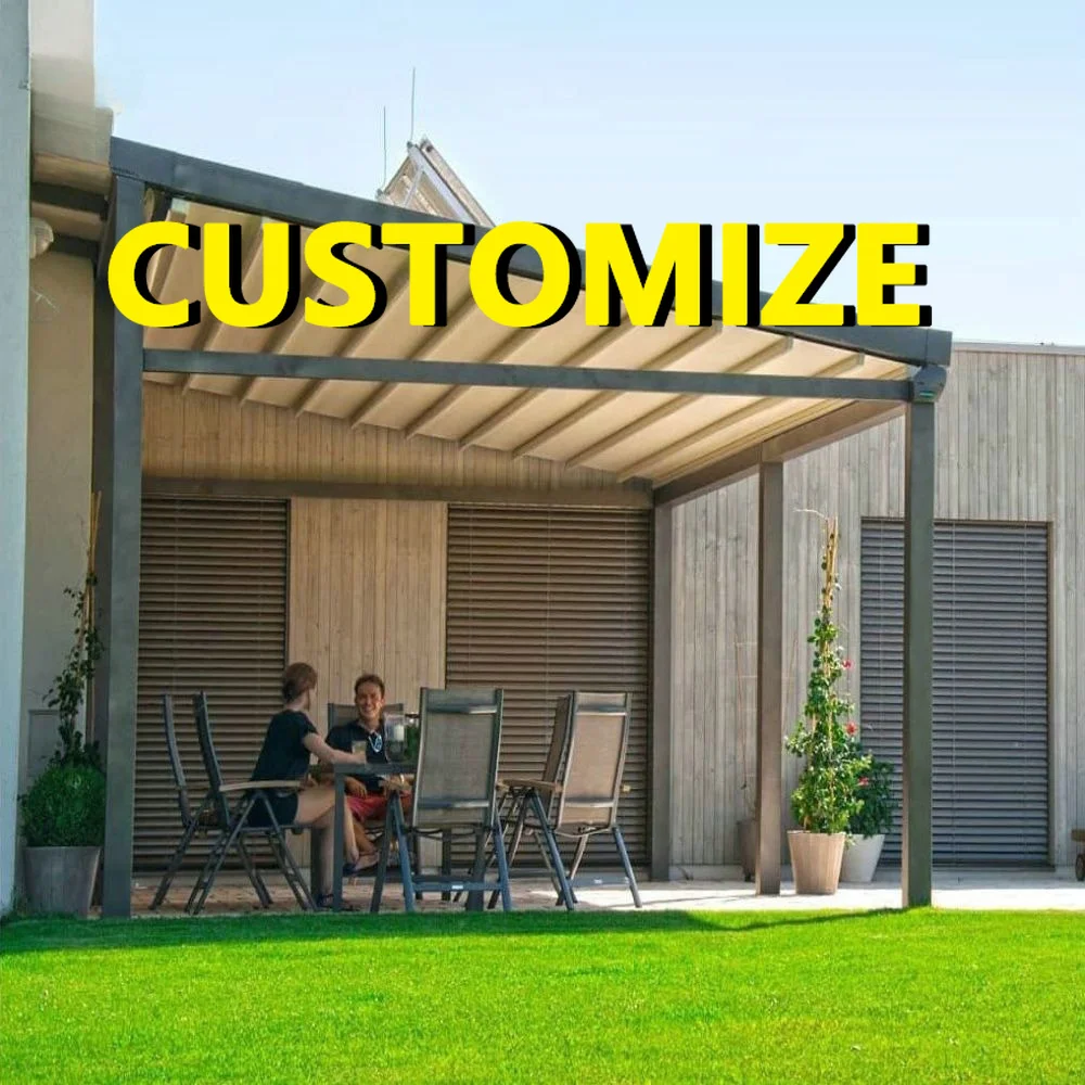 Any Size Custom Aluminum Bioclimatic Pergola Wide Span Multi Adjustable Louvers Large Terrace Outdoor Motorized Sun Gazebo