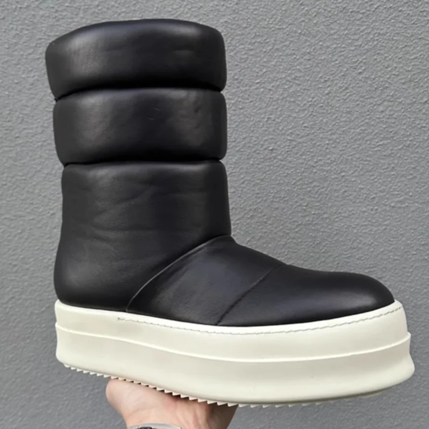 

Winter High-Top Snow Boots Street Fashion Warm Boots - Trendy Men's High-Heel Platform Shoes with 6cm Elevation