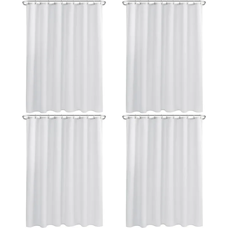 Fabric Shower Curtain Liners 4 Pack - W72 x H72 - Washable & Water Resistant Cloth for Bathroom, Standard Size