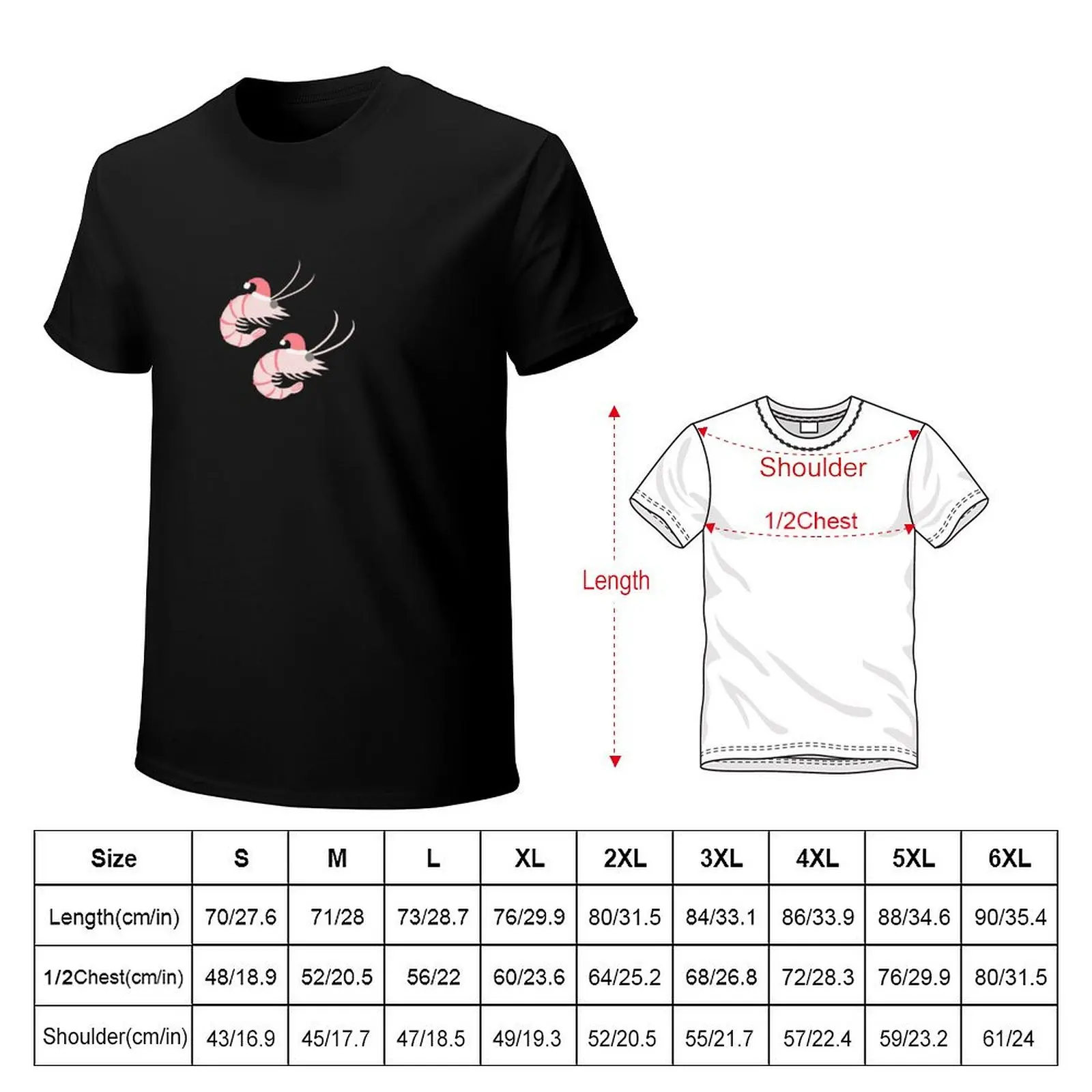 Prawns in Christmas Hats - Mint T-Shirt Basic Crew Neck Short Sleeve Top