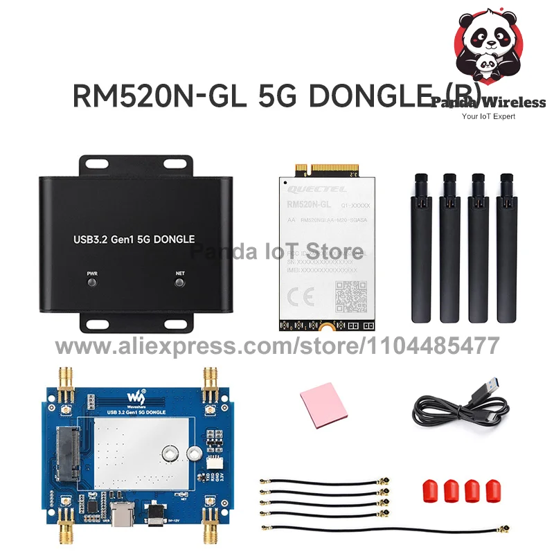 5G Dongle USB 3.2 Gen1 Enclosure Expansion Board Key B USB-C with RM520N SIM8202G SIM8262E SIM8262A RM530N and kits for global