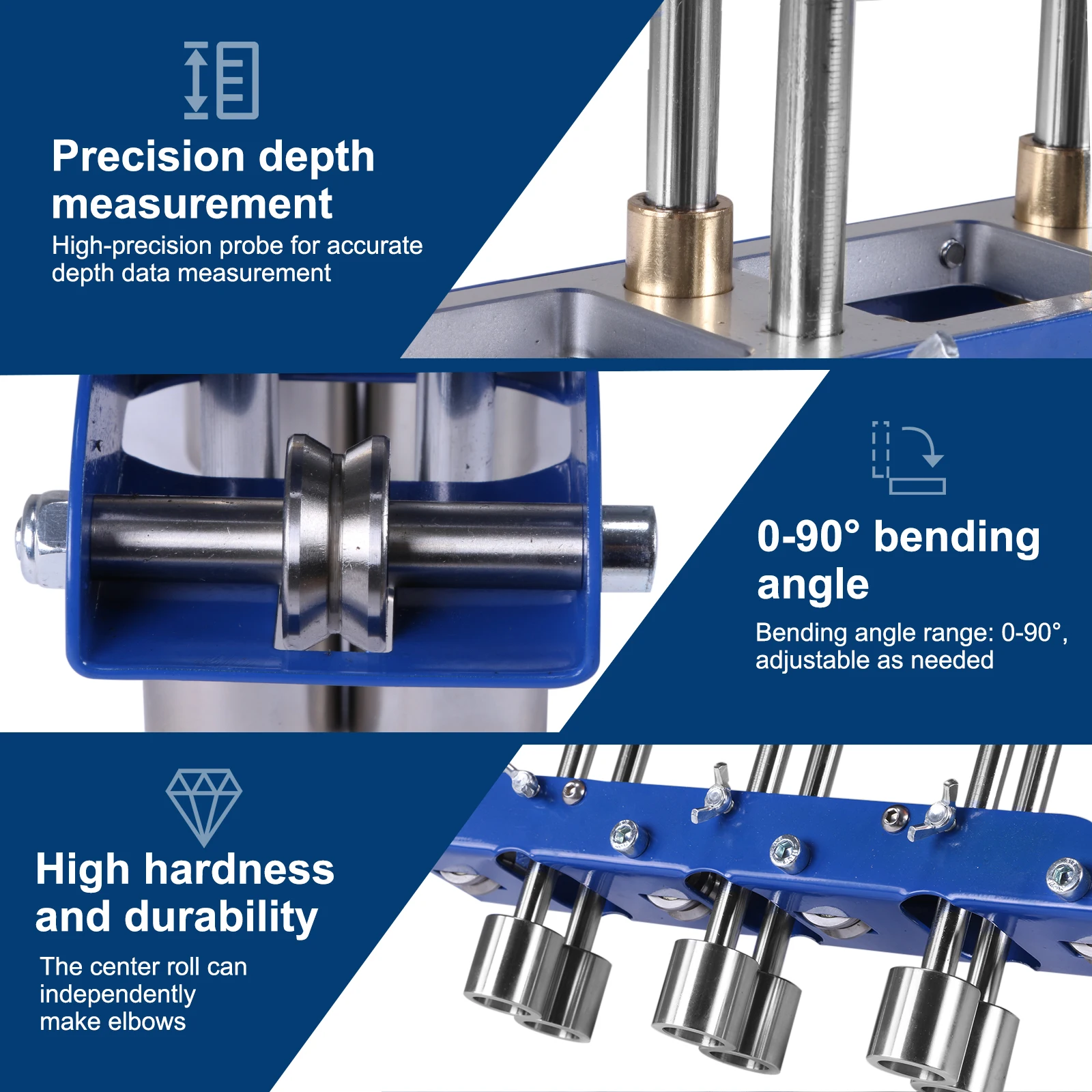 3 Station Metal Bead Roller Bender 0-90° Bending Angle Large Sheet Metal Bender with Aluminum Alloy Handle for 13-130mm Bends