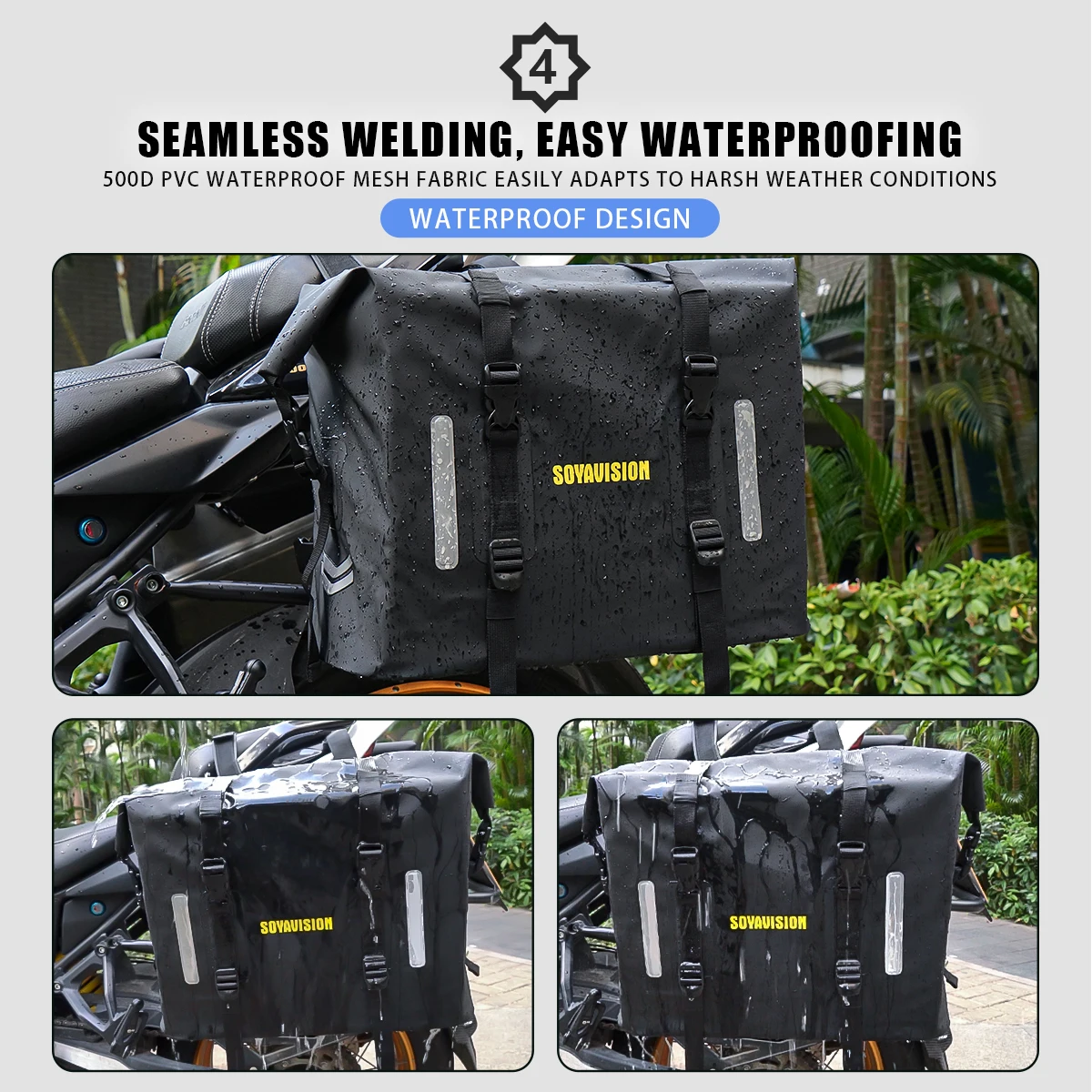 1 paar 60L universele motorfiets zijtas anti-val zadel staart achtertas reisbagage opbergtas