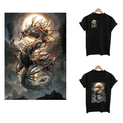 2Pcs/Lot Dragon East Anime Iron On Adhesive Thermo Fusible T Shirt Patches Heat Thermal Transfer Ironing Stickers For Clothing