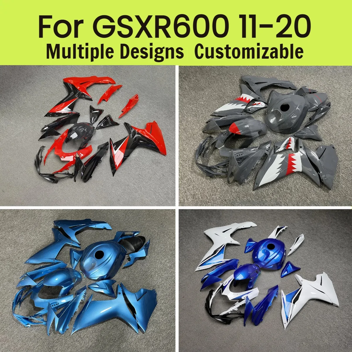 GSXR600 GSXR750 2011-2020 Full Blue Tank Cover Aftermarket Parts Fairings for GSXR 600 750 11-20 Motorcycle Fairing Kit