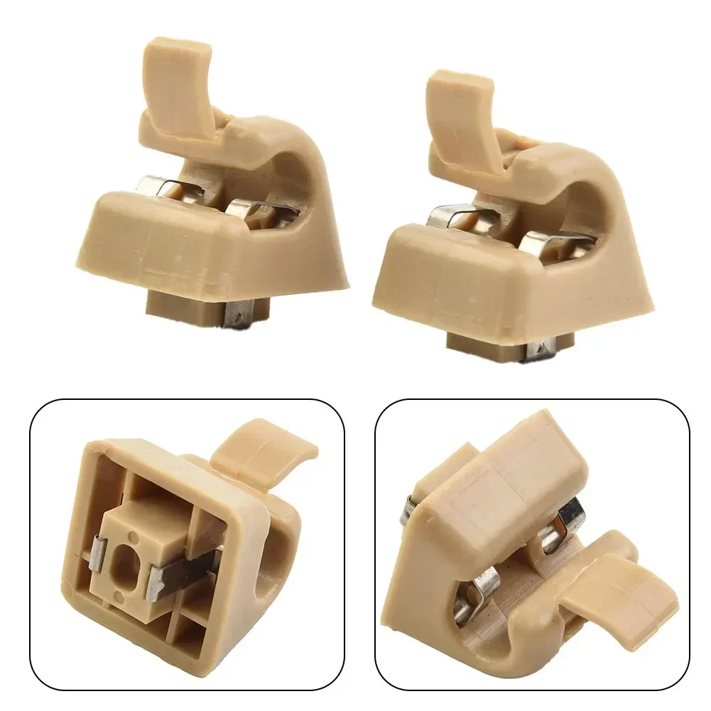 

2Pcs Car Interior Sun Visor Holders Buckle Beige 12681000127101 Replacement For Mercedes W123 W124 W126 W140 W201
