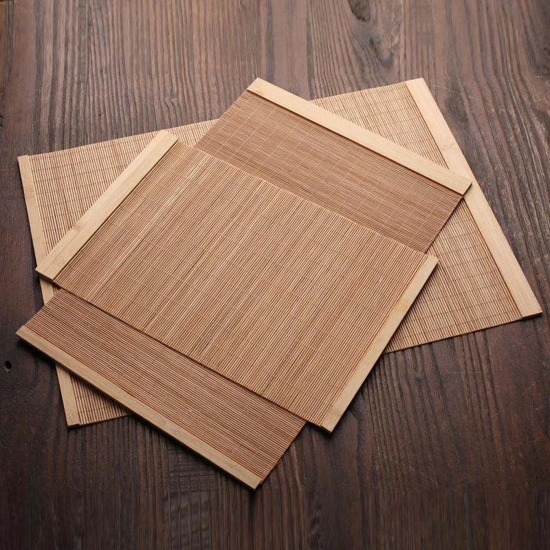 Natural Bamboo Table Runner Placemat Tea Mats Table Placemat Pad Heat Pad Japanese Style Coaster Home Cafe Restaurant Decoration