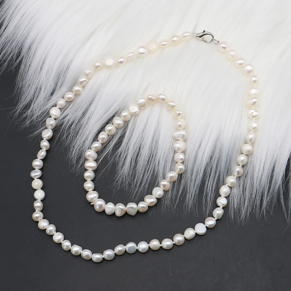 

Простое изысканное натуральное пресноводное белое жемчужное ожерелье и браслет в стиле барокко, комплект ювелирных изделий для банкета, вечеринки, подарка