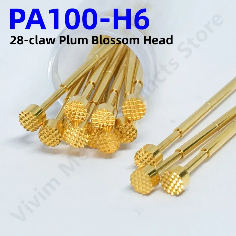 100PCS PA100-H6 28-claw Plum Blossom Head Dia3.0mm Needle Spring Test ProbeTest Pin P100-H Dia 1.36mm PA100-H Pogo Pin Test Tool