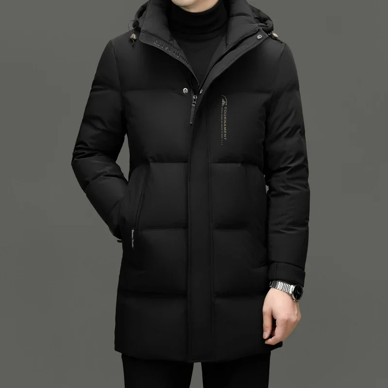 COZOK-Veste à Capuche Ultralégère en Duvet de Canard pour Homme, Manteau Long, Coupe-Vent, Vêtements de Styliste, Collection Hiver