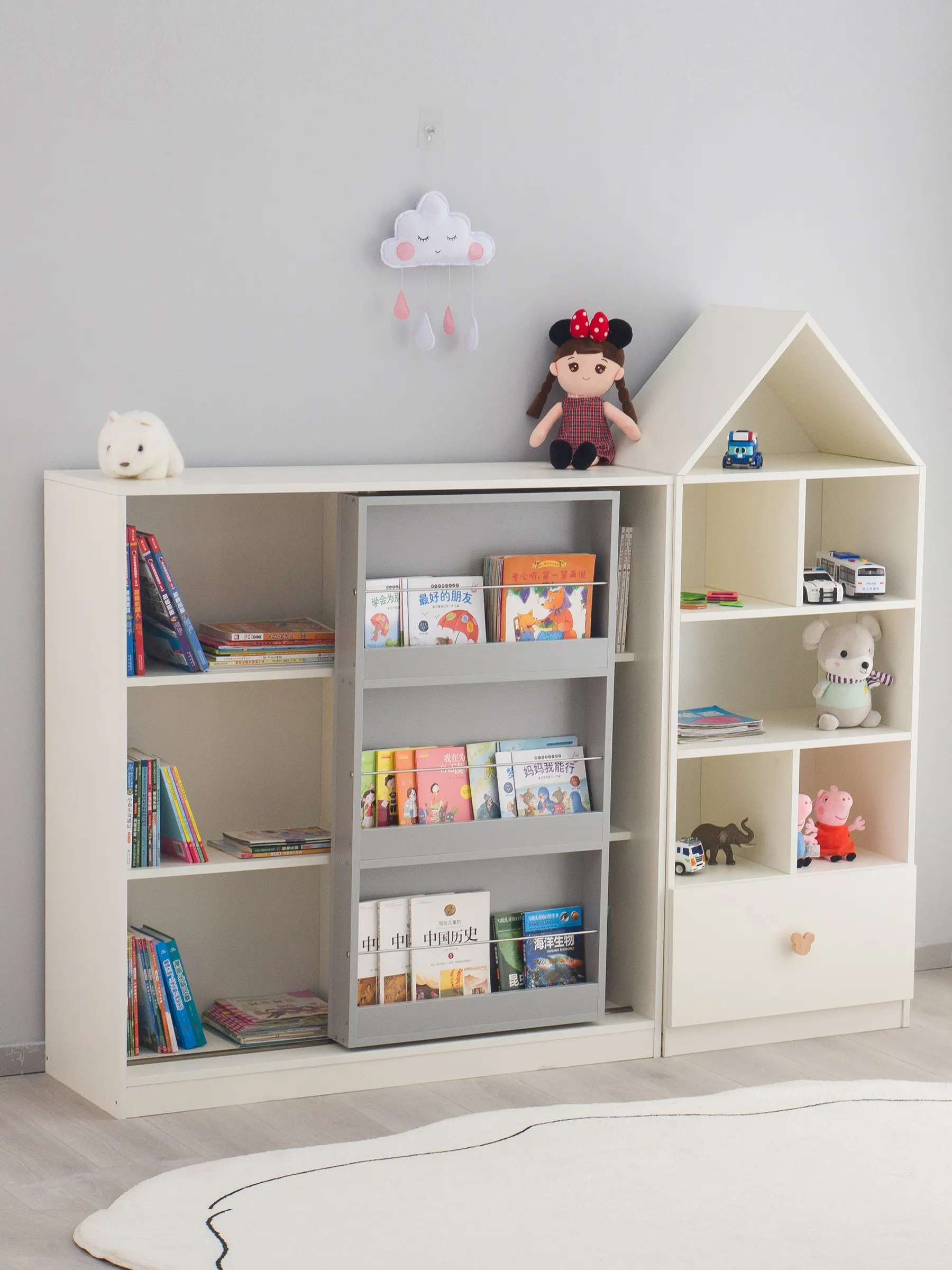 Bookshelf Shelf Floor-to-ceiling children's bookcase Reading shelf Multi-layer shelf Household free combination toy small cabine