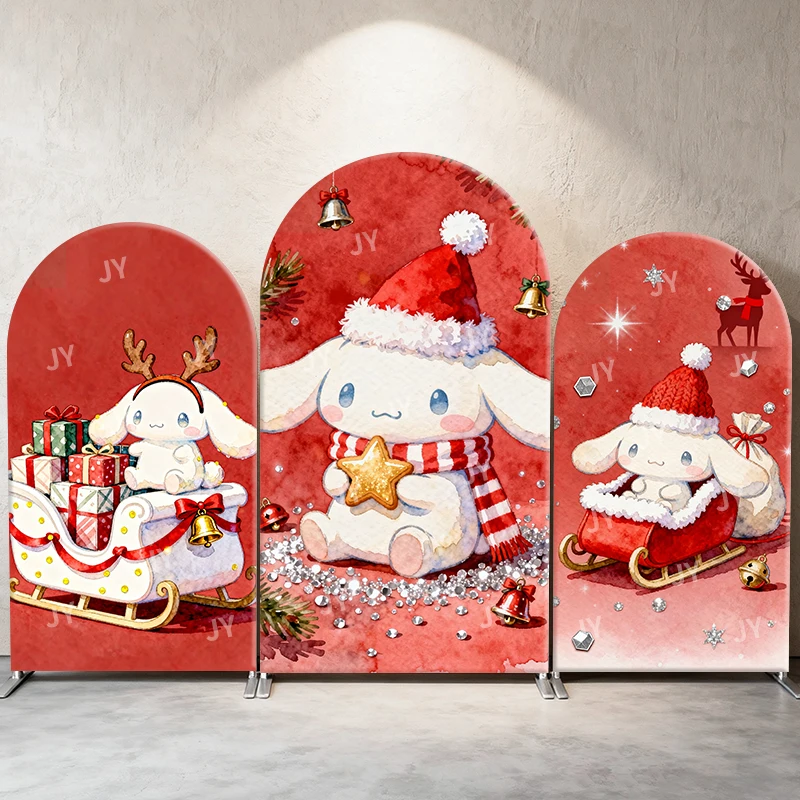 

Cinnamoroll Arch Backdrop Cover Sanrio Christmas-themed Background, for Holiday Celebrations, Stretch Fabric，Kids Room Setup