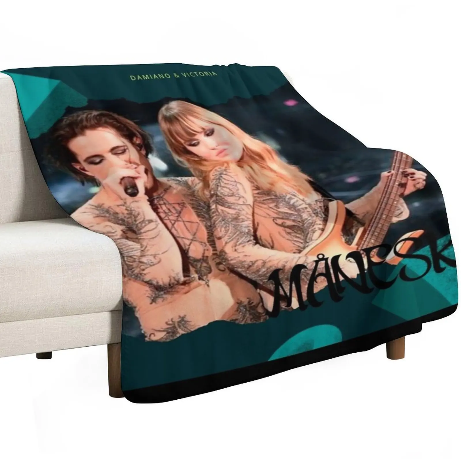 Damiano David Maneskin & Victoria Throw Blanket bed plaid Extra Large Throw Hair Furrys Soft Big Picnic Blankets
