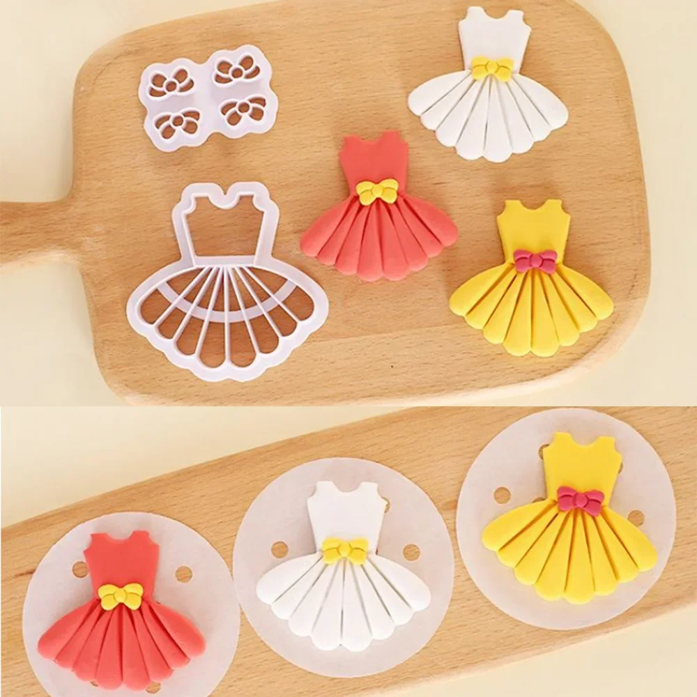 2Pcs Patisserie Dress Bowknot Mold Cookie Cutter Reposteria Fondant Cake Decor Tools Biscuit Mould Pastry Shop Bake 2025