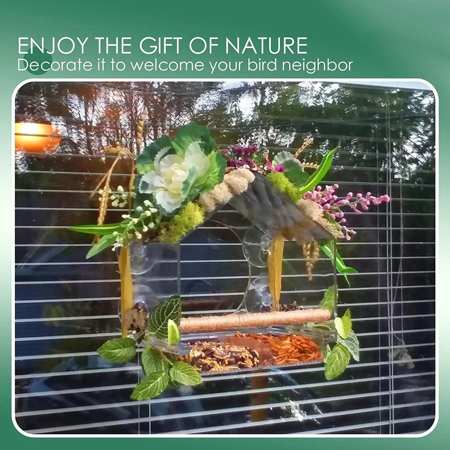 Window Bird Feeder For Outside With Strong Suction Cups, Fits For Cardinals, Finches, Chickadees Etc-ABYA