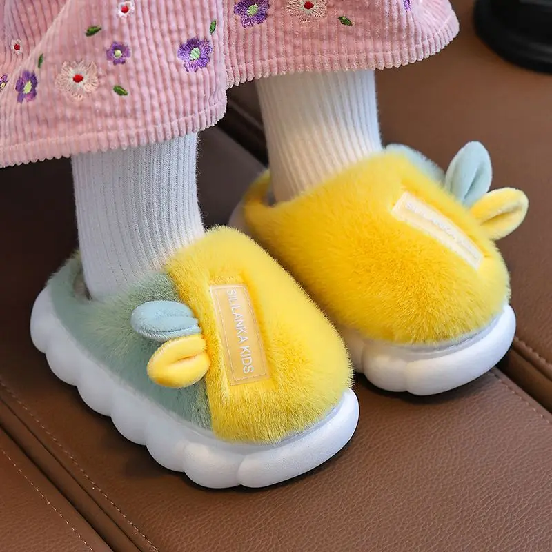 Parent Kid Matching Winter Warm Cotton Slippers Cute Animal Design for Boys Girls Toddlers Soft Non Slip Home Indoor Shoes