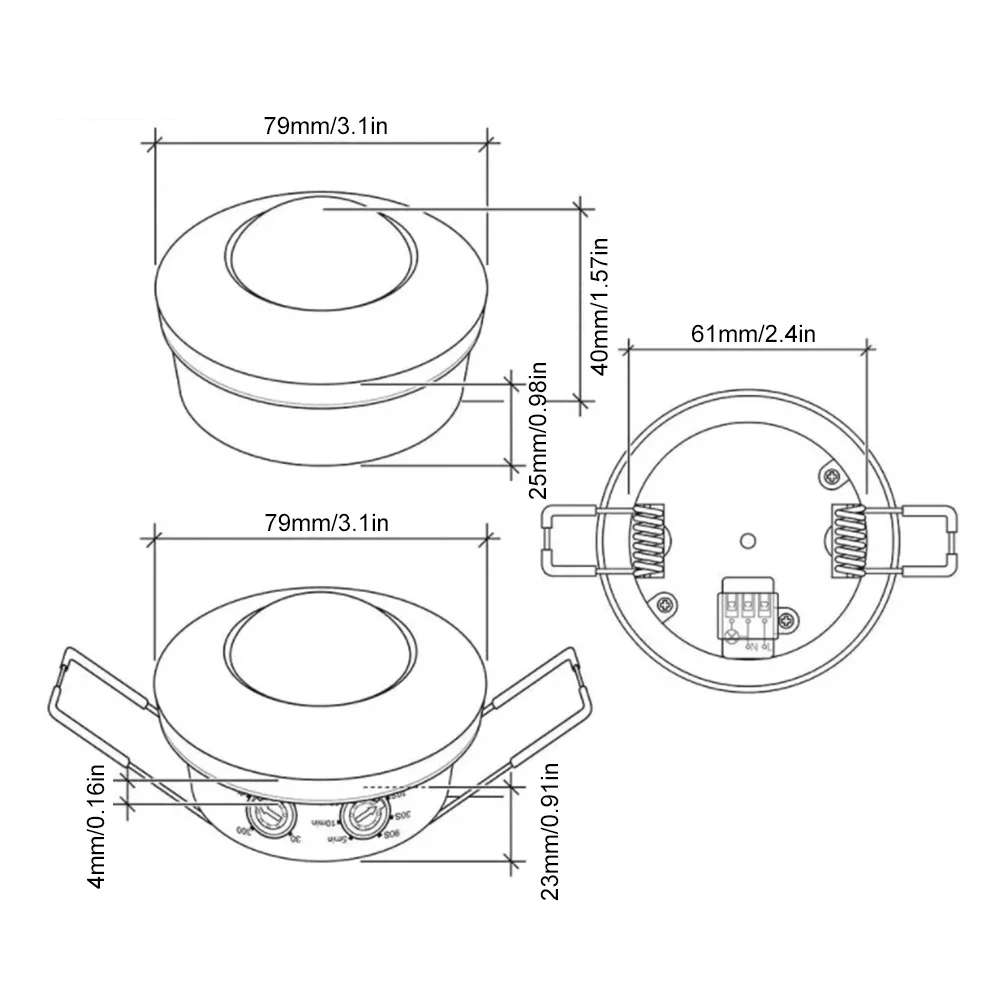 PIR 모션 센서 스위치 AC 220-240V 500-1200W 인체 센서 스위치 인체 탐지기 감지 스위치 3-200LUX